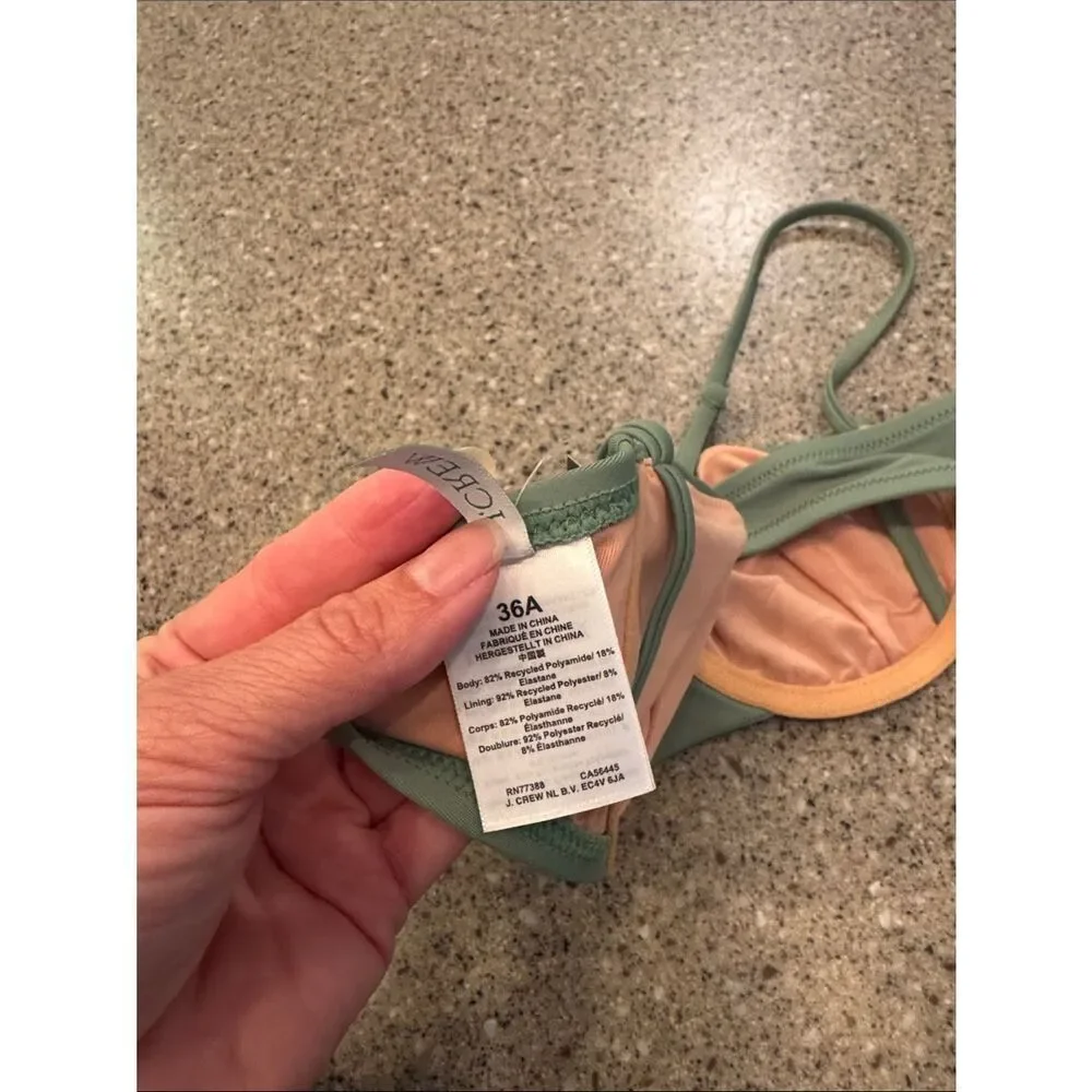 J.CREW Balconette Underwire Bikini Top 36A Rustic Willow Green *NEW*